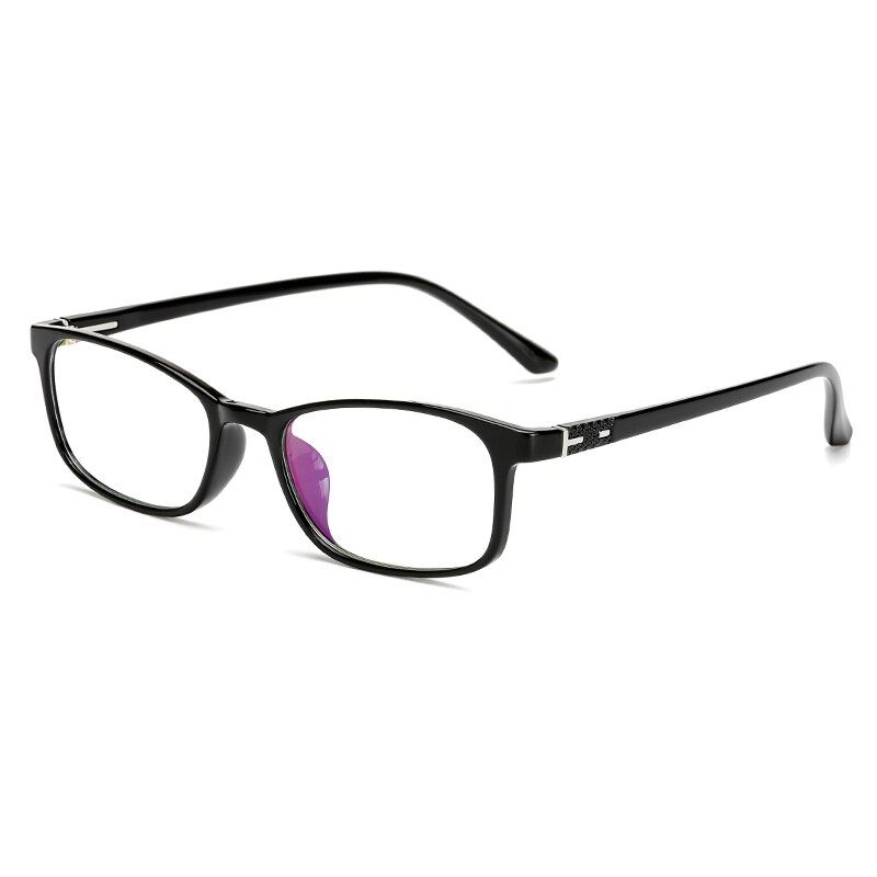 TR90 Marco de gafas de titanio para hombres, vidrio rectangular, lentes transparentes, gafas marcos ópticos coreanos, gafas GOZLUGU: bright black