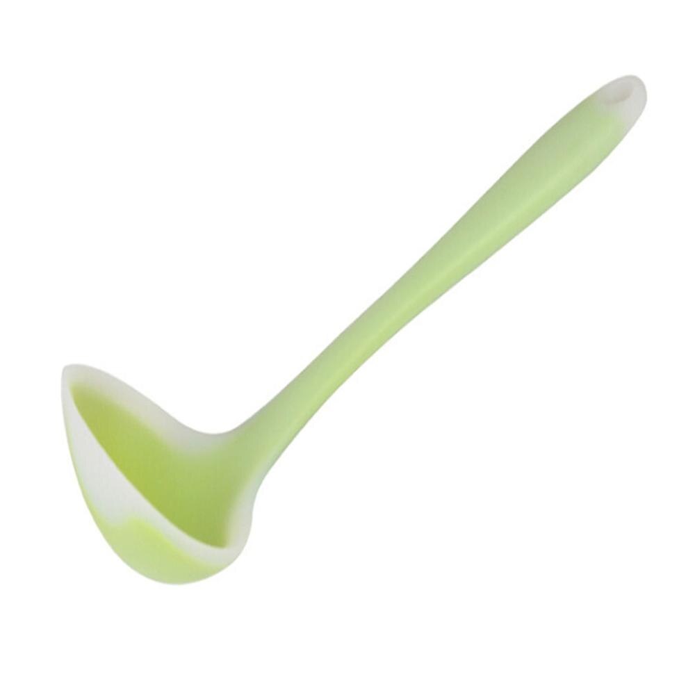 Translucent Nonstick Silicone Spoon High-Temperature Anti Handle Soup Spoon Kitchen Cooking Tools Accessories Spoon: green