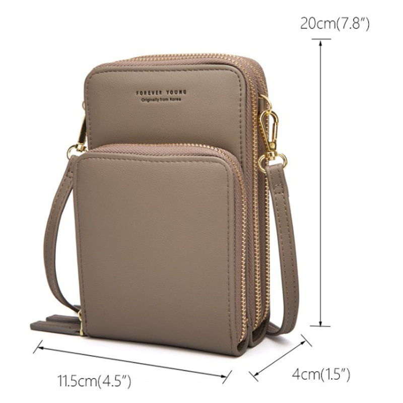 thumbnail image 2 of ORiTi Touch Screen Crossbody Cell Phone Purse For Women Small Lightweight PU Leather Mini Messenger Shoulder Handbag Wallet With Credit Card Slots Card Holder Wallets Dark Grey Price In Saudi Arabia 2 of 12