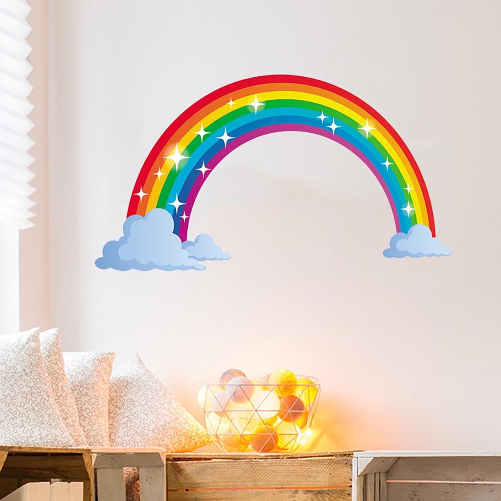 Cartoon Rainbow Cloud Wall Sticker For Kids Baby Rooms Decoration Mural Art Decals Home Decor Stickers Wallpaper #T2P