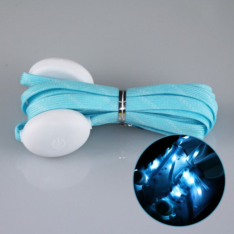 1 paar LED Sport Veters Flash Light Glow Stick Strap Schoenveters Disco Party Club Platte Schoenveters Tie schoen: Blauw