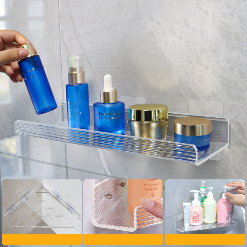 Acryl Hoek Douche Caddy Plank, Zelfklevende Muur Gemonteerde Badkamer Douche Plank Organizer Voor Keuken Opslag Cosmetische Organizer