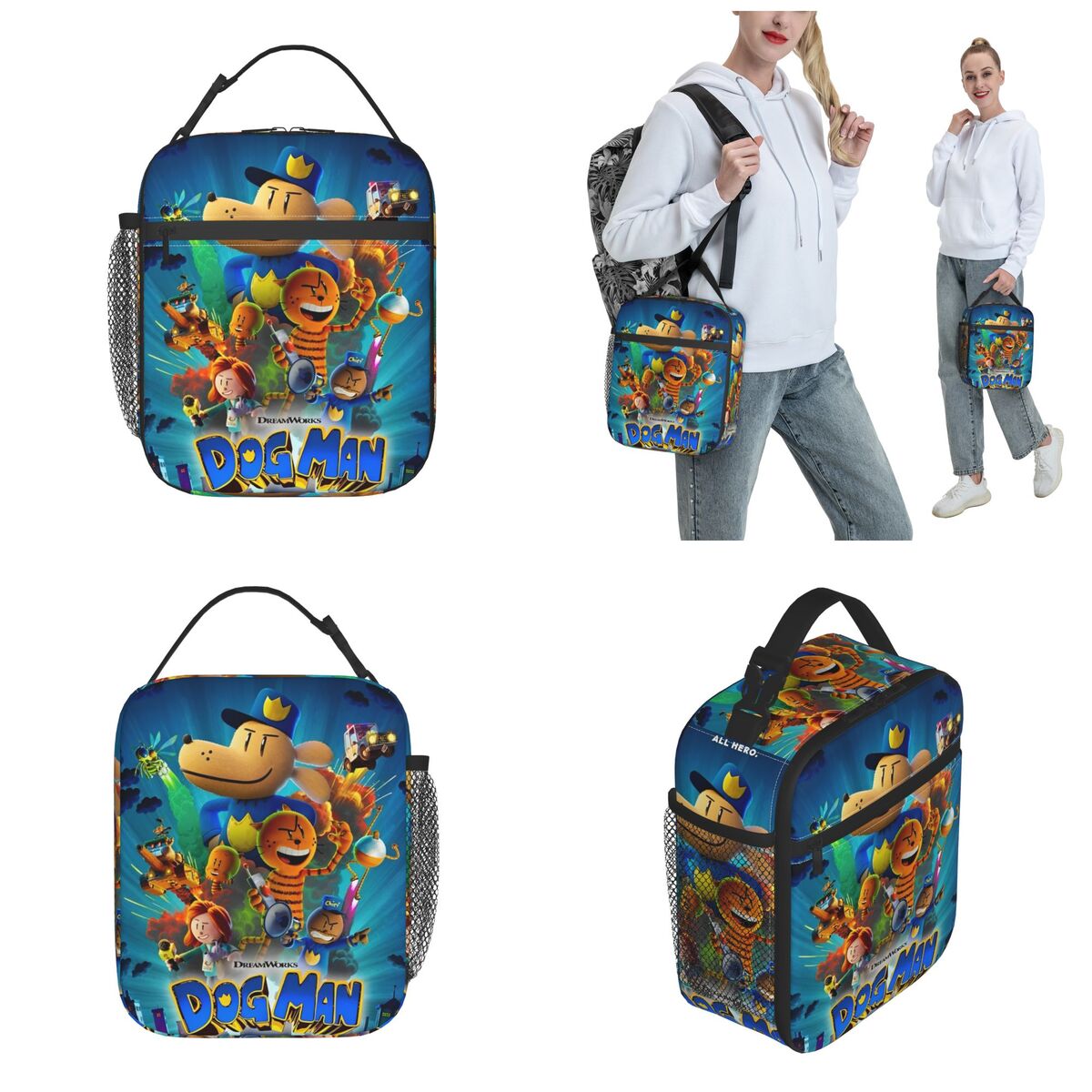 Insulated Cute Mouse Lunch Bags Dog Man Merch Lunch Container INS Trendy Cooler Thermal Lunch Box For Picnic