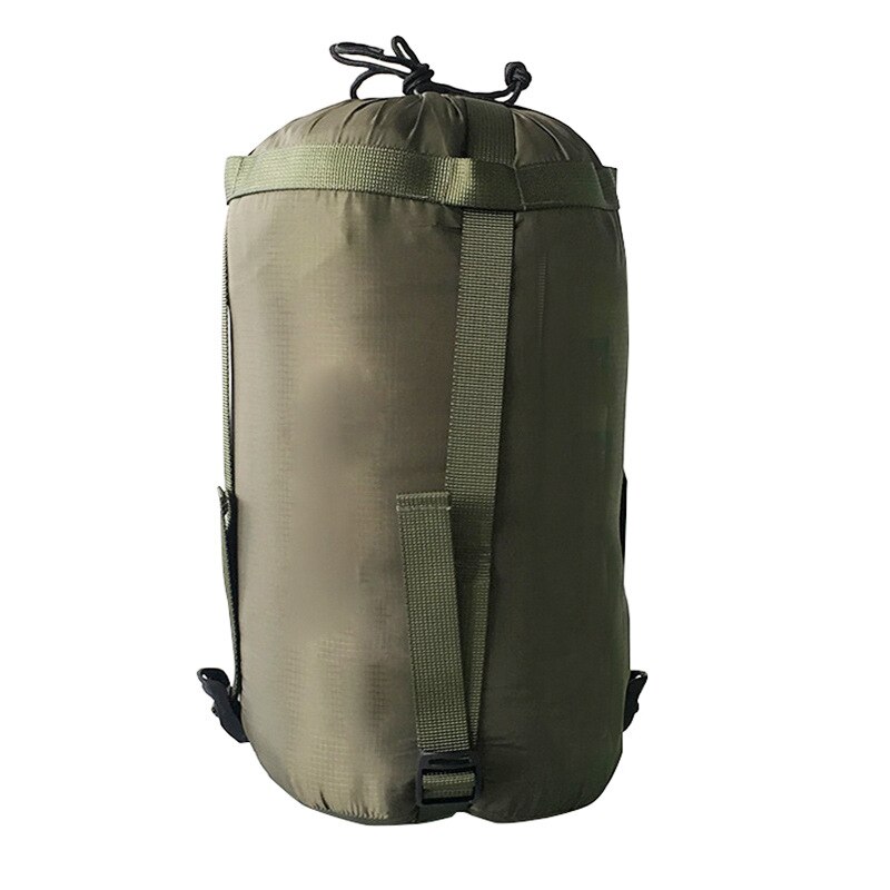 Vandreture rejsetaske udendørs soveudstyr flerfarvet løbebånd arrangør udendørs camping kompression sovepose: Militærgrøn