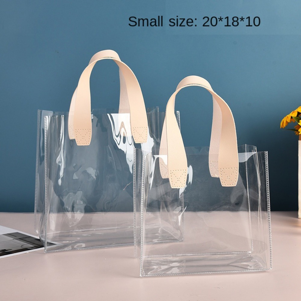 Transparent Klar Toteväska PVC Handtag Transparent Shoppingväskor Liten Daisy Handväska: Extra stor / Himmelsblå
