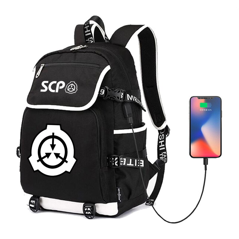 Scp sikre indeholde beskytte rygsæk rygsæk taske skole skuldertaske bærbar rejsetaske mochila med usb port: 1