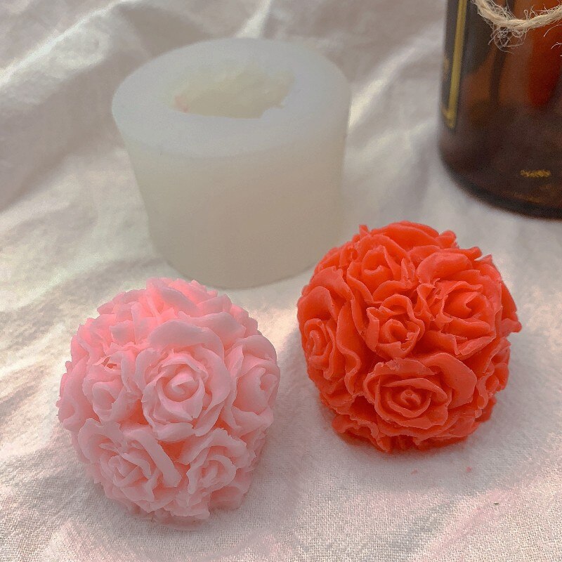 3D Flower Ball Candy Mold Candle Mold Food Grade BPA Free Cake Decorating Silicone Jello Sugar Chocolate Fondant Mould M09