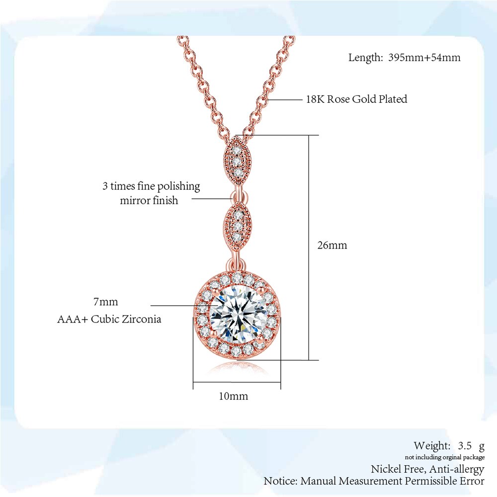 Zhouyang Top ZYN428 Cz Rose Gold Kleur Hanger Sieraden Gemaakt Met Oostenrijk Crystal Elements