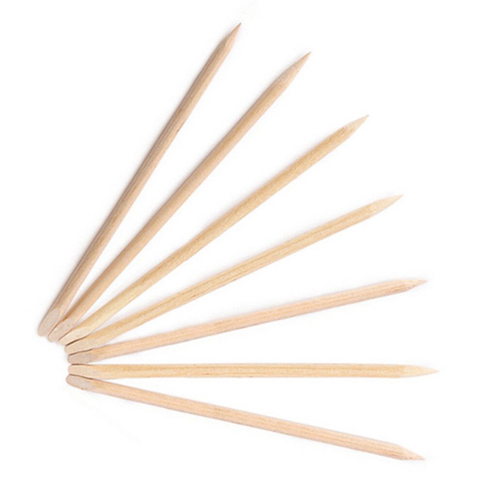 50 stk nail art orange træpinde neglebånd pusher remover død hud pusher rensepind manicure værktøj
