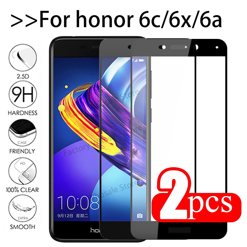 2pcs Protective Glass For Huawei Honor 6c Pro Tempered Glas screen protector On honor 6a 6x 6 C X A C6 X6 A6 Honor6c Cover Film