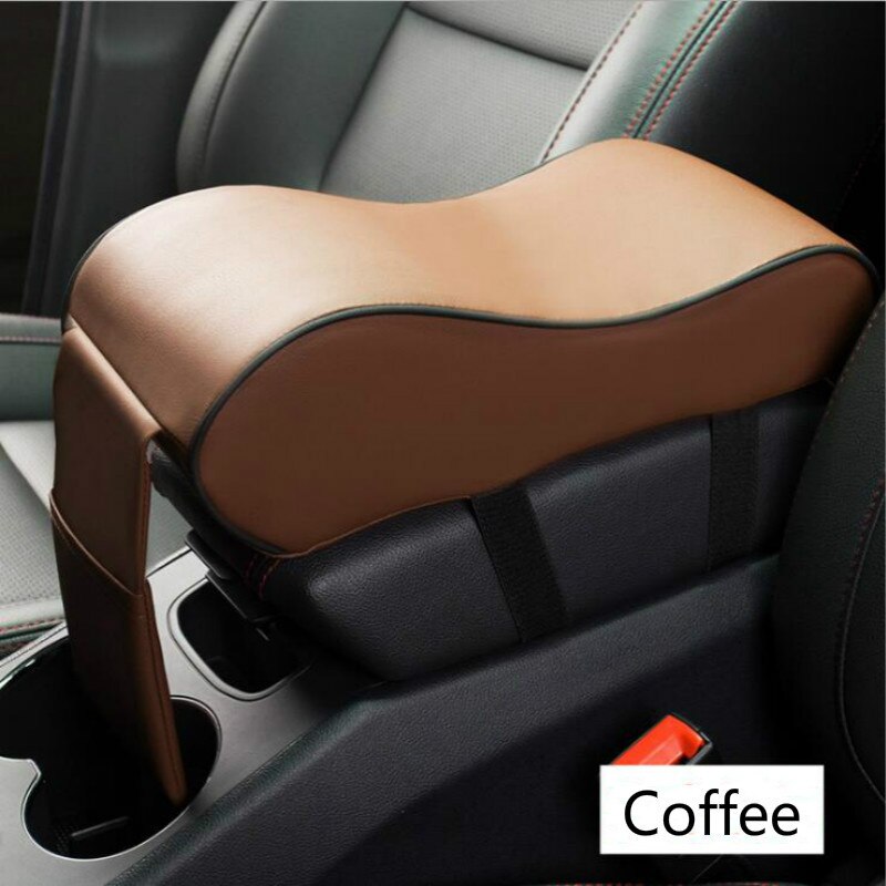 Coussin d'accoudoir Central de voiture en cuir noir, repose-bras de Console centrale automatique, boîte de siège, tapis de coussin, housse d'oreiller, style de protection du véhicule: Coffee