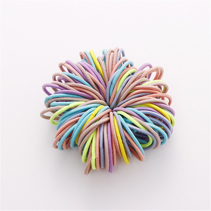 100 Stks/partij Kleur Elastische Rubberen Band Meisje Mode Haarbanden Geometrie Haaraccessoires Hoofdband Chouchou Vrouwen Hoofd Slijtage: Light color system