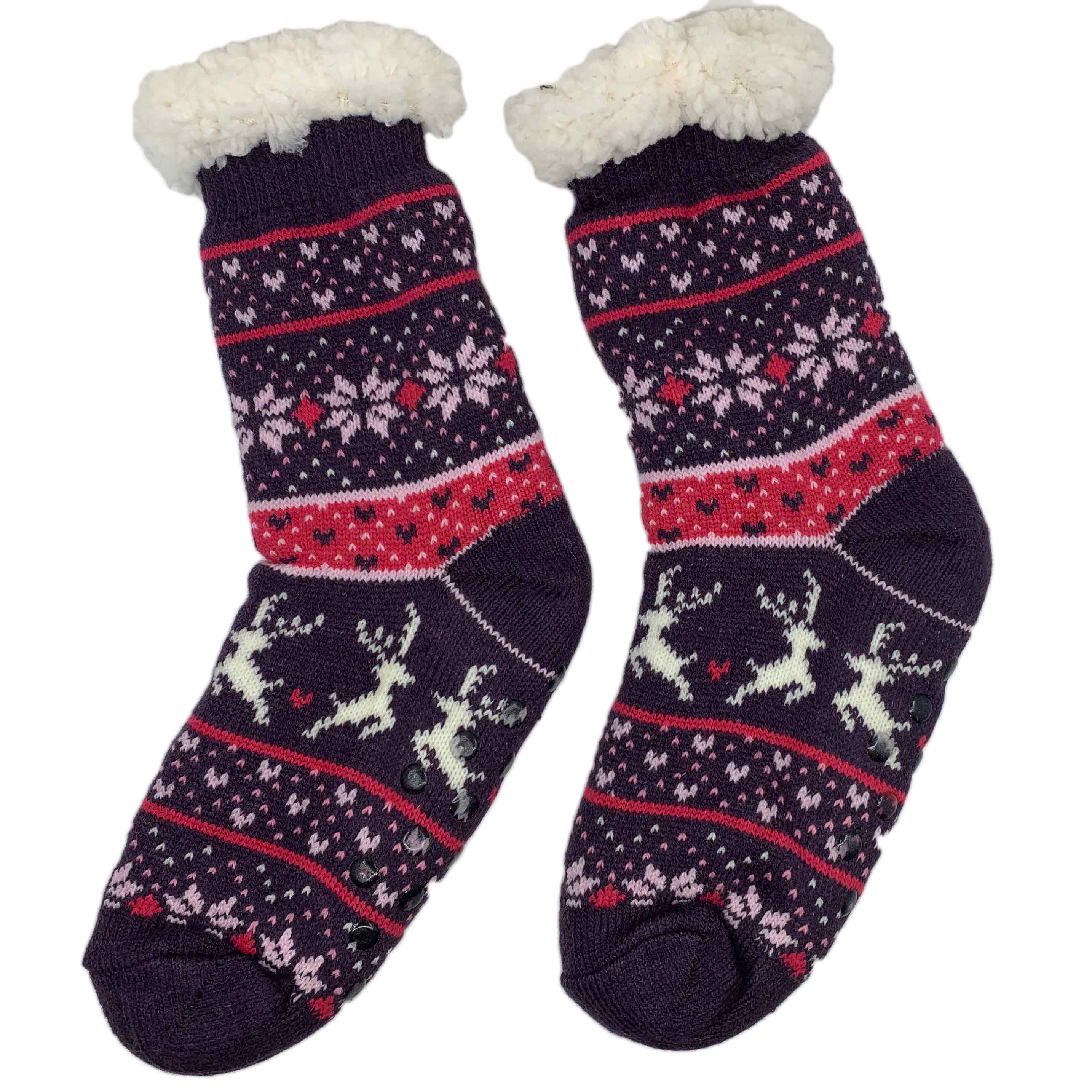 freundlicher Warme Plüsch Rutsche Socken drinnen Kind Mädchen Jungen Komfort Weichen Plüsch Karikatur Baumwolle Boden Socken Winter Schlafzimmer warm Halten: tief Violett / 32