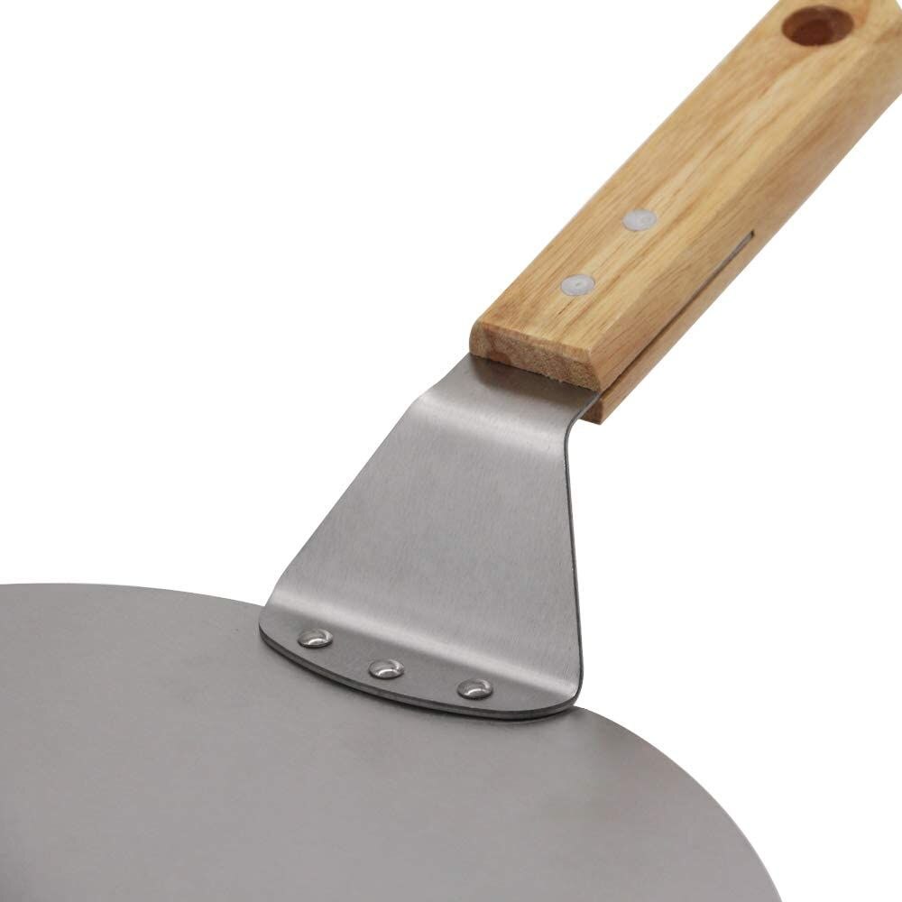 Drehen Pizza schälen 10/12 Zoll Edelstahl Runde Pizza Platte mit Holz Griff Zubehör für Backen Hausgemachte Pizza und Brot