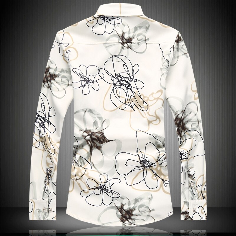 Heren bloemen overhemd casual slim heren overhemden lange mouwen strand overhemd camisa masculina grote maten kleding 6xl 7xl