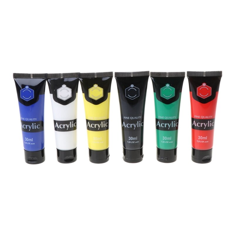 6 Colors 30ml Acrylic Paint Set Drawing Painting Pigment Hand-paint