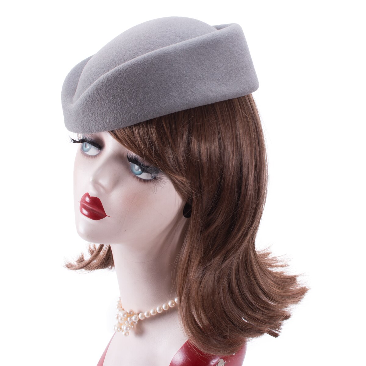 Pastillero de lana para mujer, sombrero fascinador, sombrero de azafata, sombrero de etiqueta, Gorra de fieltro lisa, boina para mujer, sombrero Formal para mujer A040