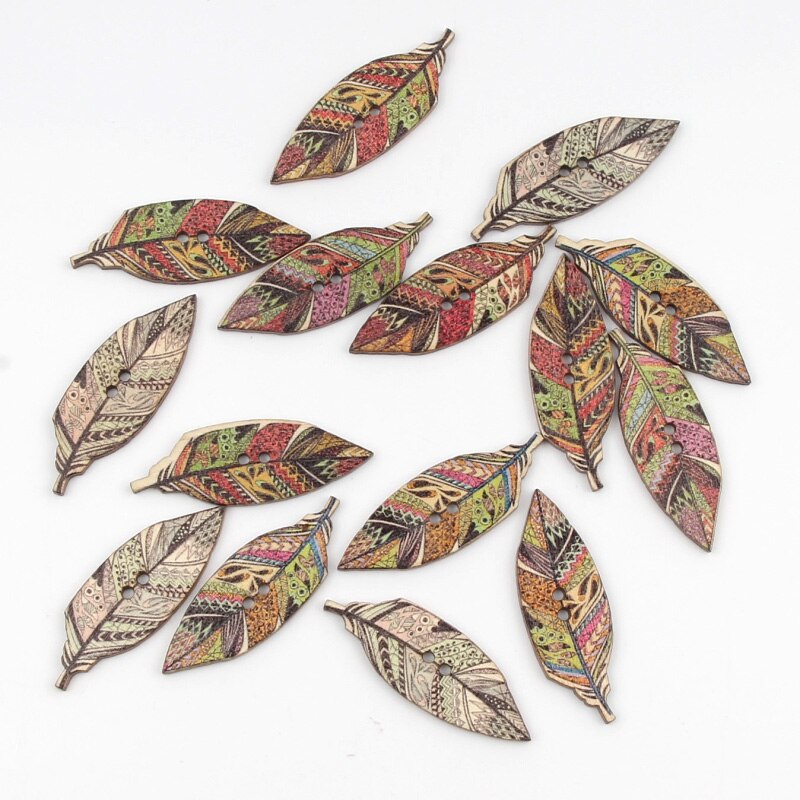 20pcs Mixed Retro Series Wooden Buttons For Clothing Sewing Decorative Needlework Scrapbooking Crafts DIY Accessories: 15x42mm