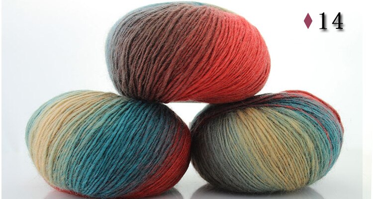 50G/Bal Kleurverloop Rainbow Wol Lijn Baby Wol Bal Breien Gehaakte Garen Ambacht Voor Naaien Diy doek Accessoires 2 Stuks: 14