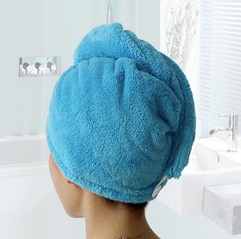 Gorro de microfibra secado rápido turbante Toalla de baño gorro de secado rápido: Azul