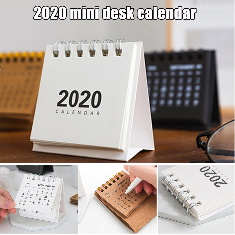 Jaar Mini Kalender Eenvoudige Bureau Coil Notepad Kraftpapier Kalender Dagelijkse Schema OUJ99