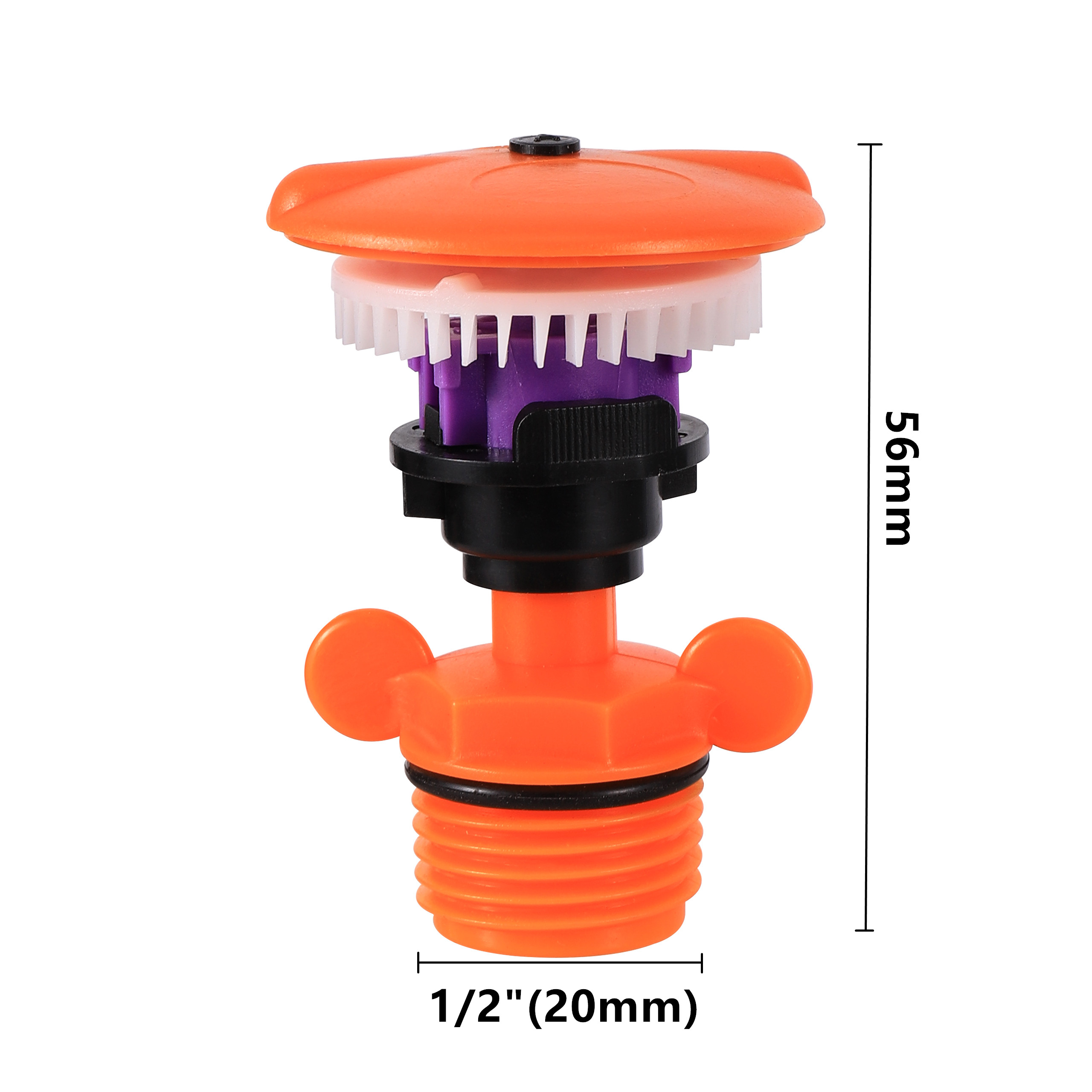 Arroseur d'arrosage de jardin à filetage mâle 1/2" 360 ° Buse d'irrigation rotative pour champ de fleurs de pelouse, arroseur rotatif oscillant: WHITE