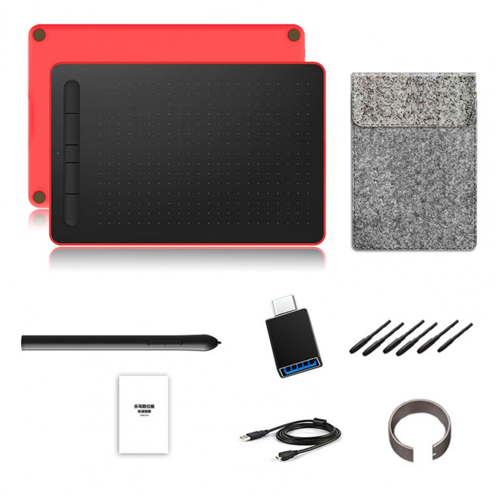11.5*7.5 inch Digital Pen Digital Drawing Online Drawing Teaching Graphic Table with 5 Shortcut Keys kit for Android : Red