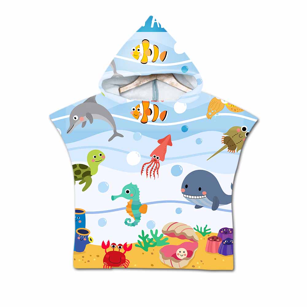 Cartoon Kleine Dieren Kwallen Hooded Handdoek Voor Kids Baby Portable Wearable Strand Handdoeken Leuke Dieren Handdoeken Jas Voor Kinderen