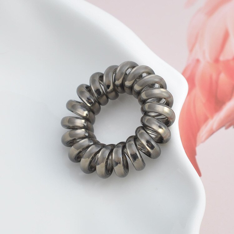 10 Stks/partij Goedkope Telefoonlijn Gum Zwarte Elastische Haarband Voor Meisje Touw Sieraden Accessoires Springs Hair Scrunchy: gray-4cm-5pcs