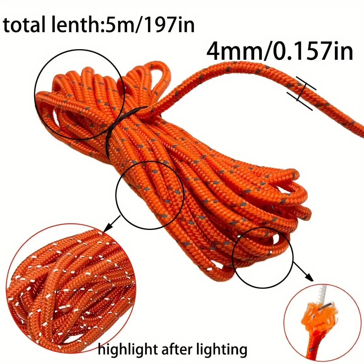 4M 6Pc Reflecterende Camping Tent Wind Touw Vastbinden Spanner Bevestiging Katrol Ratel Luifel Touw Gesp Touw tent Accessoire