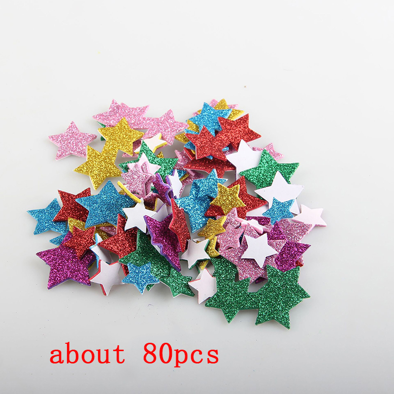 Zelfklevende Mini Geometrie Vorm EVA Foam Stickers Kids DIY Art Craft Glitter Sterren Brief Voorschoolse Stickers Diverse Kleur: Army Green