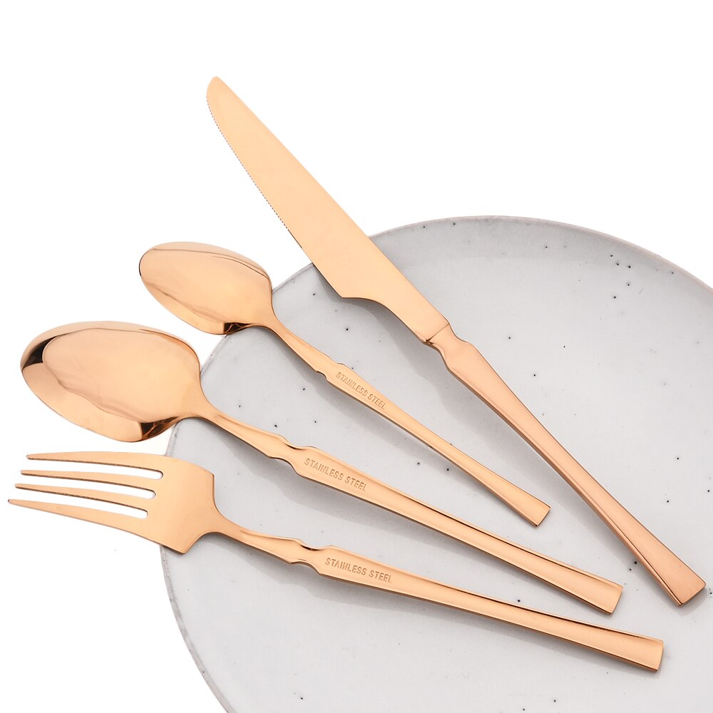 16 -teiliges rosen-essbesteck-set, bestehend aus messer, gabel, kaffeelöffel, edelstahlbesteck und küchenaccessoires im westlichen stil