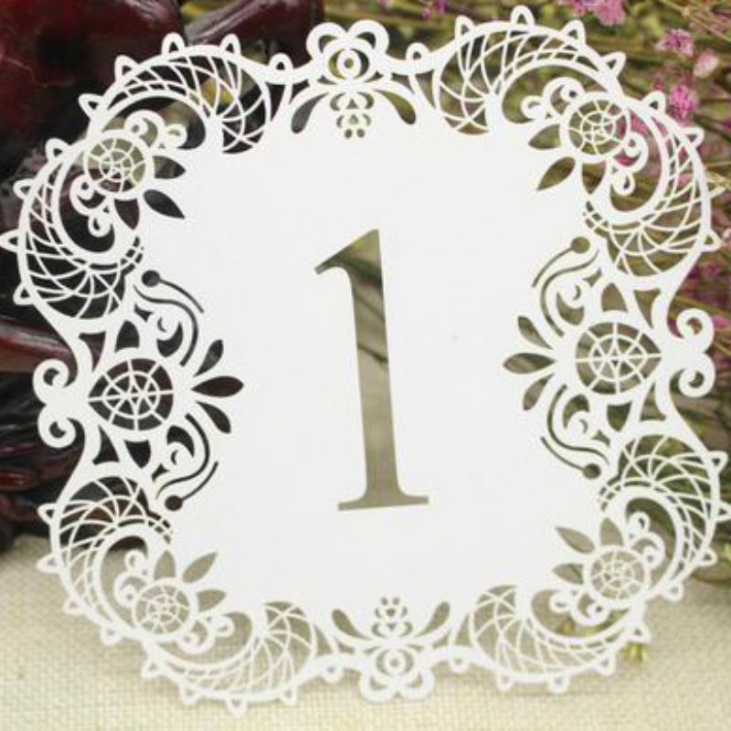 10 Uds perla papel cortado Mesa número tarjeta dirección señal lugar tarjetas boda decoración de banquetes de *