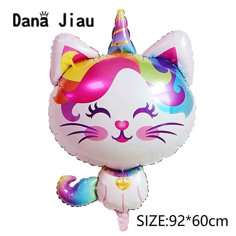 Dana Jiau-Ballon à feuille de chat licorne rose | Arc-en-ciel, décoration de fête prénatale sirène, jolie Ballon animal: 1