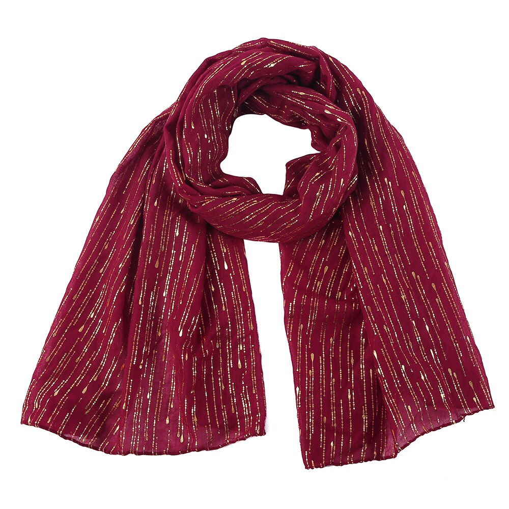 FOXMOTHER-bufanda de Foulard para mujer, pañuelo musulmán, color burdeos, dorado, a rayas, bufanda