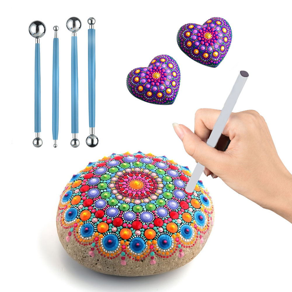 Mandala Punktierung Werkzeuge Malerei Schablonen DIY Stein Präge Anlasser Zeichnung Stift Stifte Kunst Bausatz