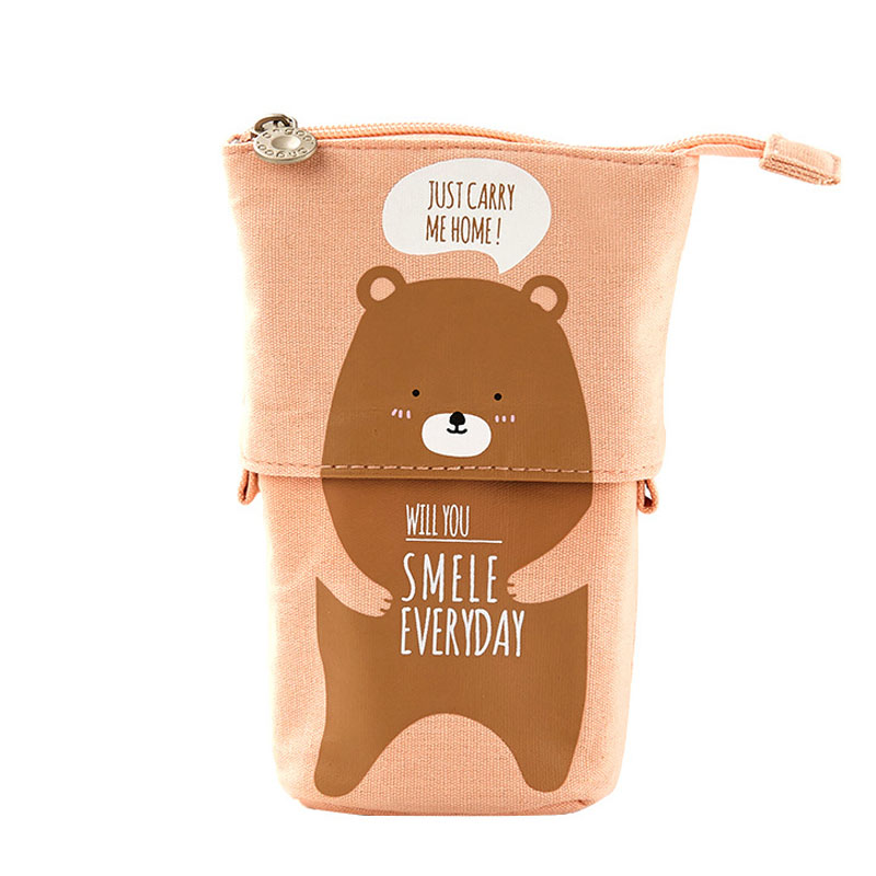 Leuke Schaalbare Potlood Tas Kawaii Kat Dieren Pen Case Rits Zakje Voor Scholieren Pen Zakken Doos Voor Briefpapier XA7H: Bear