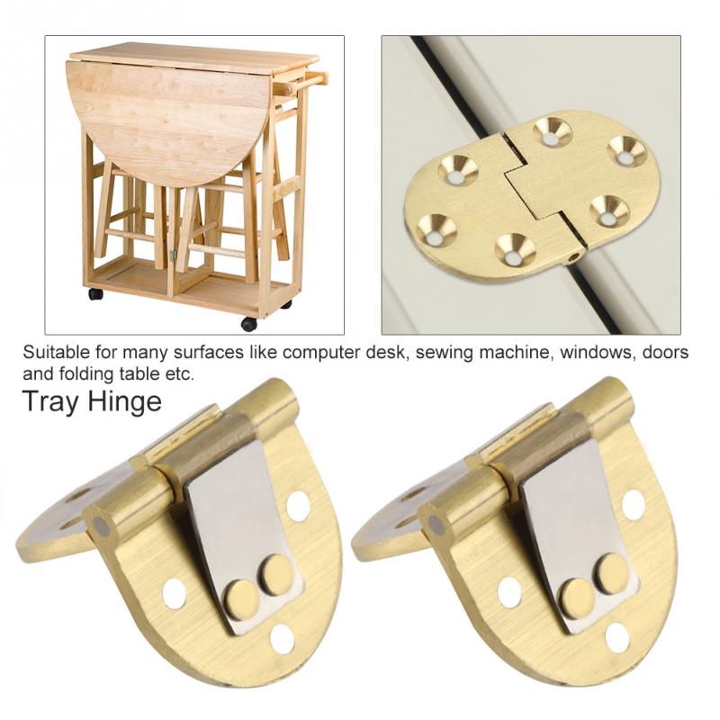 2Pcs Round Edge Table Hinge Sewing Machine Table Furniture Flip Tray Hinge 90 Degree Zinc Alloy Folding Hinges Furniture Accesso