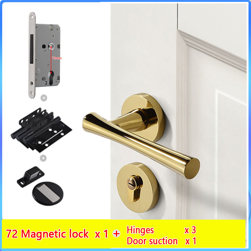 golden PVD cerradura silenciosa dividida dormitorio sólida aleación de zinc interior americano moderna cerradura silenciosa con 100% de latón