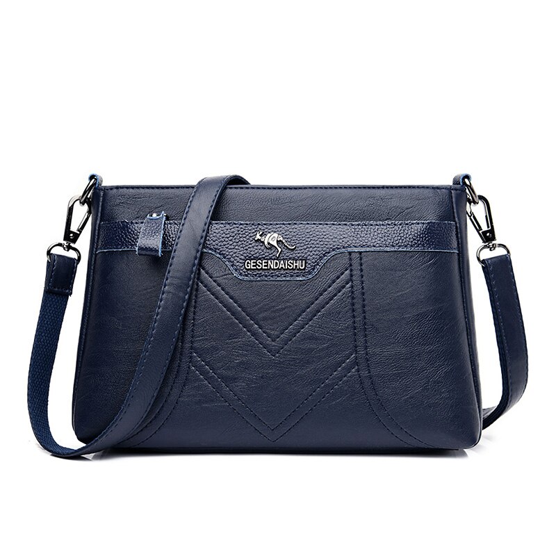 Oude Tang Vintage Crossbody Tassen Voor Vrouwen Grote Capaciteit Schoudertas Soft Pu Lederen Handtassen Tassen: Dark Blue