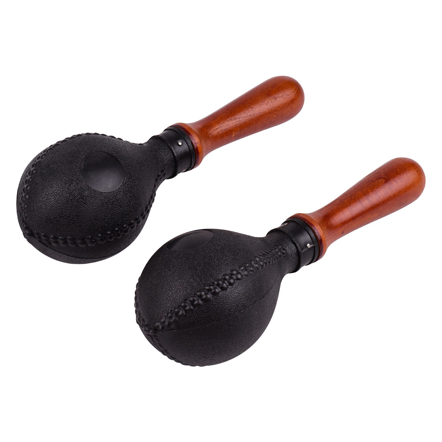Pair of Wood Maracas Sand Hammer Percussion Instrument with Plastic Shells Wood Handle