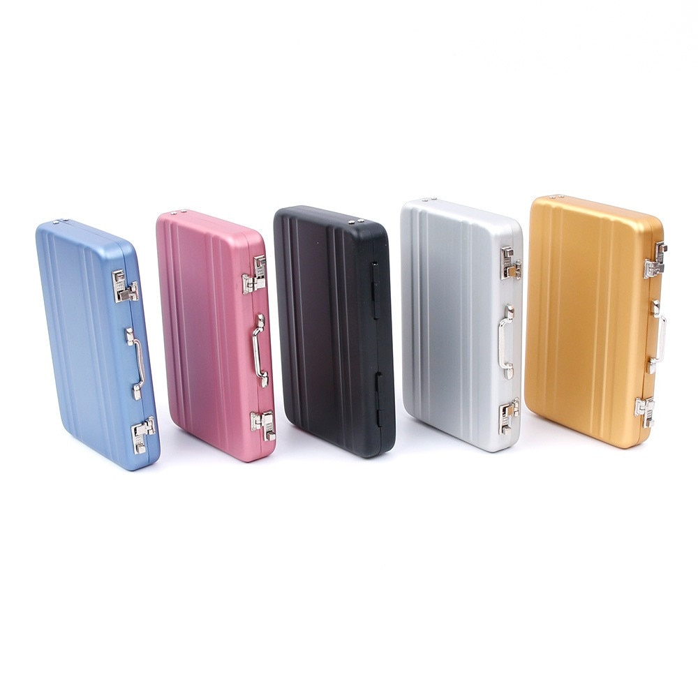 Rectangle Aluminum ID Credit Card Holder Storage Case Box Business Bank Card Holder Suitcase Shape Organizer 2022