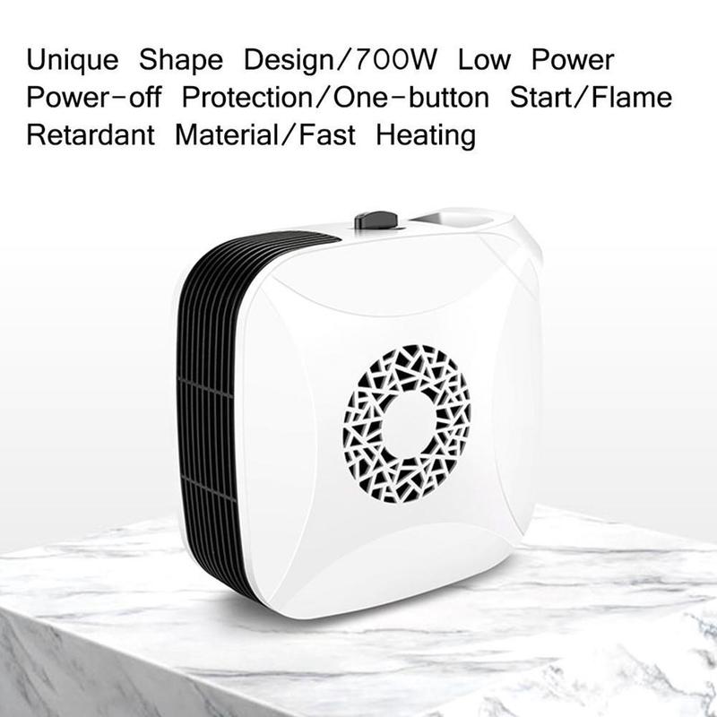 700w mini varmevifte bærbar elektrisk varmeovn stasjonær oppvarming varmluftsvifte hjemmekontor romvarmere praktisk luftvarmer varmevifte