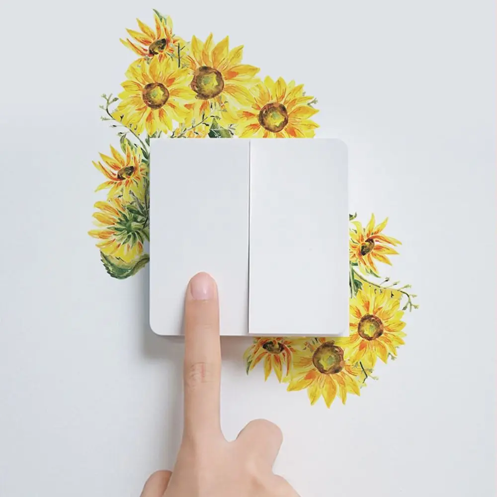 Pegatinas creativas de PVC para interruptor de pared, interruptores de enchufes de luz, rosas, margaritas, peonías, flores, hojas, plantas verdes, decoración del hogar,: Verde claro