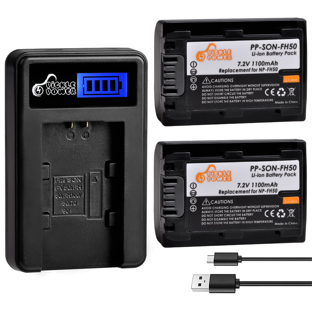 NP-FH50 Battery+LCD USB Charger Replacement for Sony DCR-DVD650 HC20 HC21 HC22 HC48 HC51 HC52 HC53 HC62 SR42 SR45 SR65 SR82