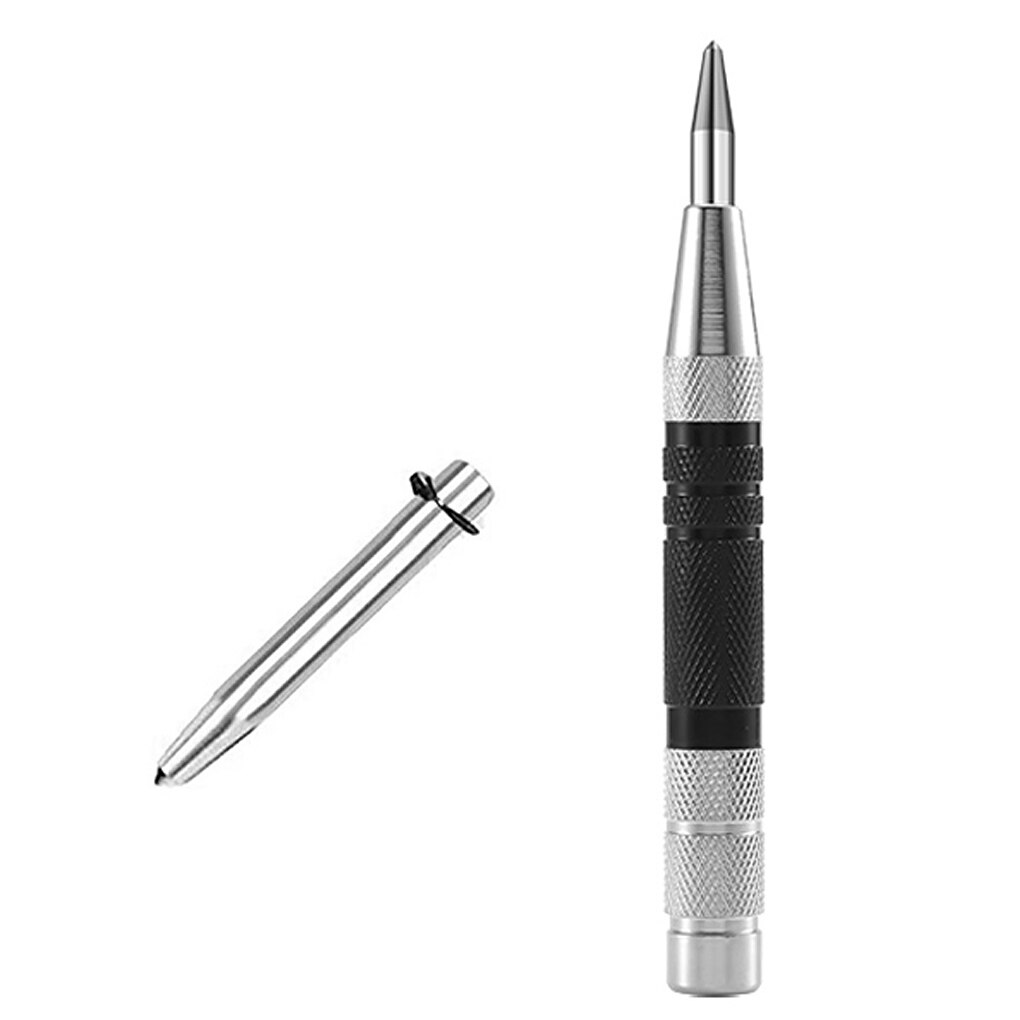 Automatic Center Punch Locator Center Punch Pin Steel Spring Window Breaker Non-slip Portable Woodworking Puncher Hand Tools: L 1pc Punch Head