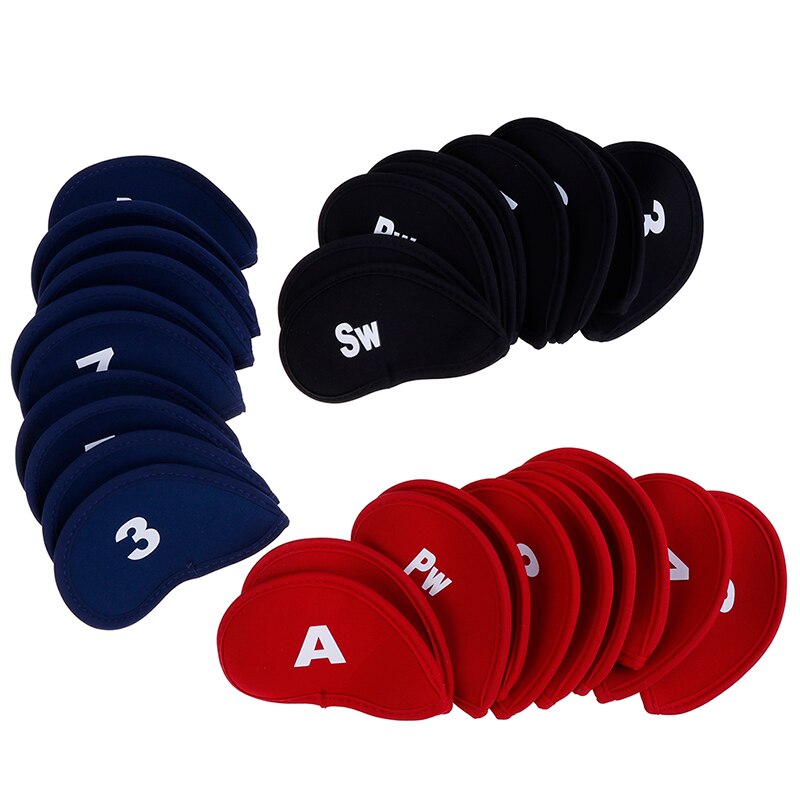 10 Pçs/set Golf Iron Head Covers de Ferro Janela de Proteção Preto Golf Club Ferro Putter Protector de Cabeça Acessórios de Golfe