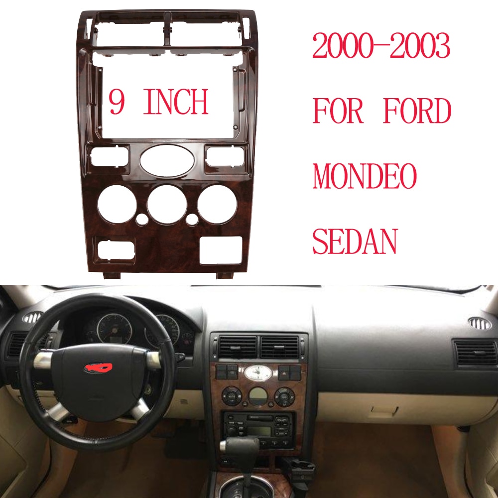 BYNCG 9 inch Fasxia Car Audio Frame Car Radio Fascia,gps navigation fascia panel is suitable 2000-2003 FORD MONDEO SEDAN: WOODEN