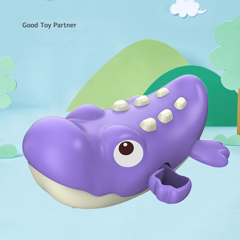 Summer Baby Bath Toys For Kids Boys And Girls Cute Animal Bear Shark Crocodile Clockwork Swimming Water Toys For Bathroom Beach: Crocodile-ST335M