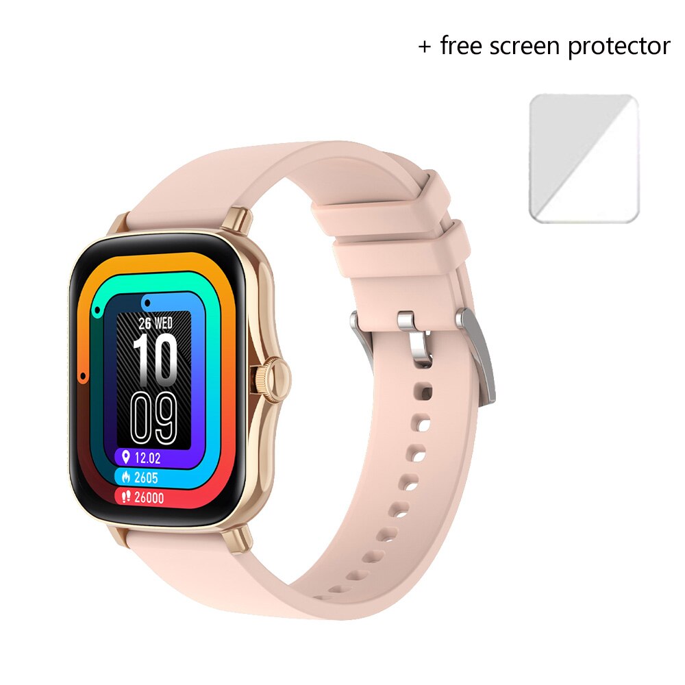 Reloj inteligente Y20 P8 Plus para hombre y mujer, dispositivo completamente táctil de 1,7 pulgadas, resistente al agua IP67, GTS 2, Android e IOS: Rose gold